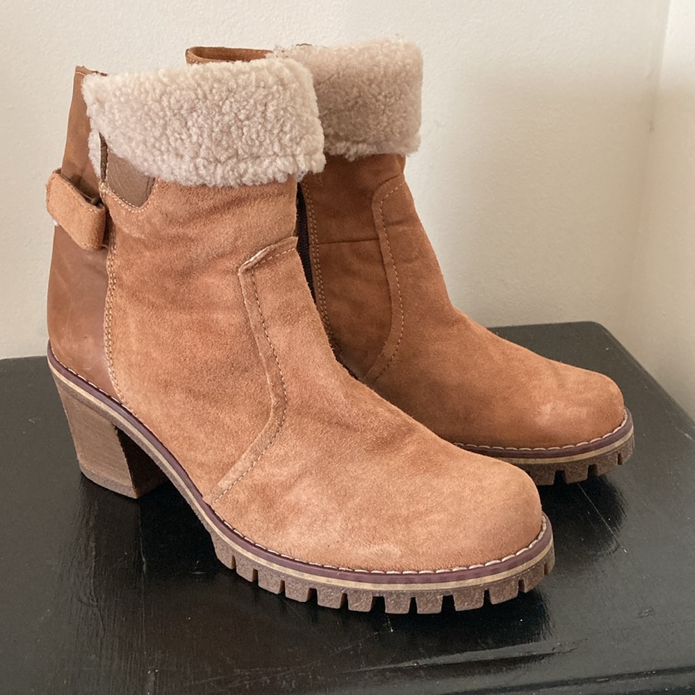 Manas Womens Suede Leather Sheepskin Boots Booties 38 8US